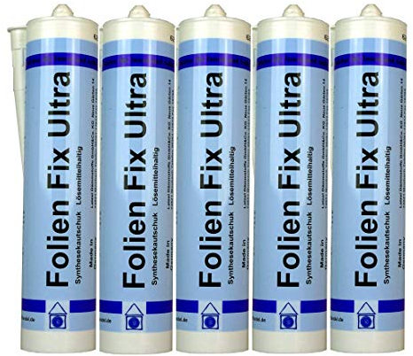 5 Stück Folienkleber Ultra- Dampfbremsenkleber, Dichtkleber, Luftdichtungskleber Folien Fixkleber Ultra Kartusche 300 ml. Starkes Haftspektrum