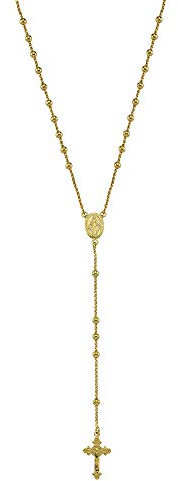 Vinani Y-Kette Kugeln Rosenkranz Mutter Gottes Kreuz glänzend 925 Sterling Silber vergoldet 2YKG