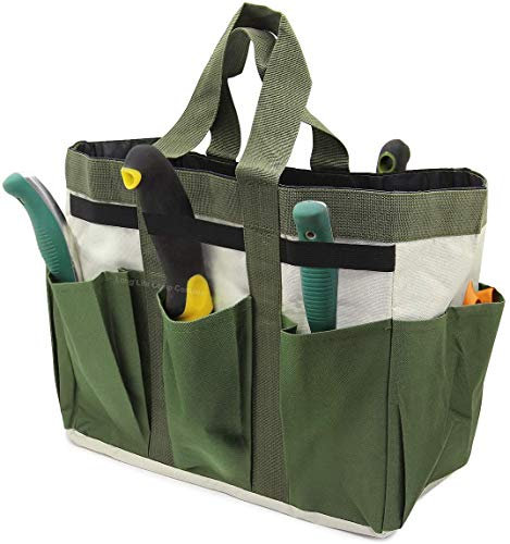 Garden Tool Bag Organizer Oxford Garden Tote Bag Heavy Duty Hand Tools Storage Tote Portable Gardening Tool Storage Organizer Bags Carrier Lawn Yard Bags Carrier with Pockets for Women Men