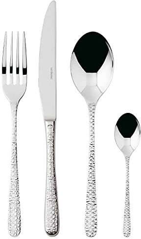 Sambonet Venezia 52565-81 Set di Posate da Tavola monoblocco in acciaio inox 18/10, per 6 persone, 24 pezzi: 6 forchette, 6 cucchiai, 6 coltelli, 6 cucchiaini da tè