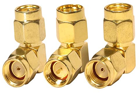 TUOLNK SMA Stecker auf SMA Stecker Geradliniger Steckverbinder Kit 90 Grad SMA Stecker auf RP SMA Stecker Koaxialstecker für WLAN Antenne/Radio 90 Grad SMA Stecker Adapter Konverter 3er Pack