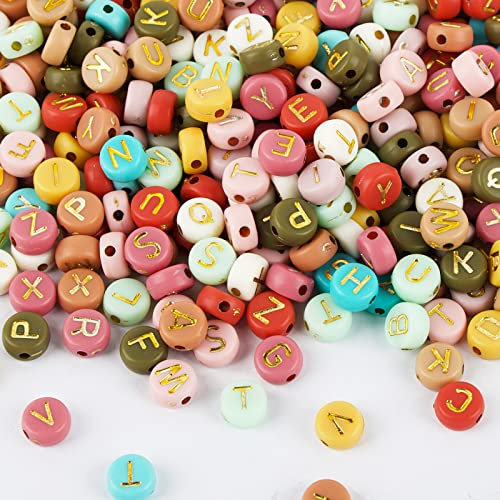 600 Stück Buchstabenperlen A-Z Bunte Acrylperlen zum Auffädeln Perlen für Armbänder Buchstabenperlen zum Basteln und Schmuck Herstellung usw.