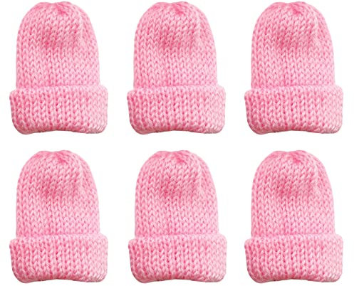 MIJOMA 6 Stück Set Eierwärmer-Strickmütze, Eiwärmer aus Strick, gestrickte Eierwärmermützen für Frühstückseier, Mini-Mütze Bastelbedarf, Geschenkidee Geburtstag Umzug Neueinzug (Rosa)
