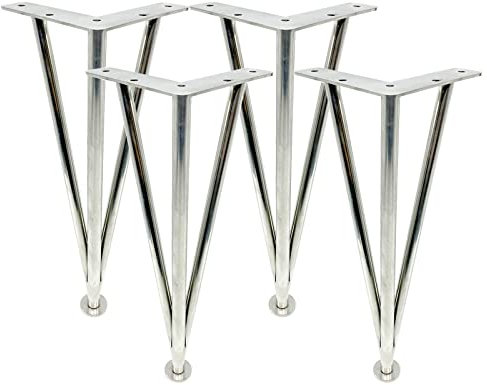 4 Pièces Heavy Duty Épingle à Cheveux Legs Réglable en Hauteur Pieds,Métal Remplaçable Jambes,Acier Inoxydable Jambe,pour D'armoire Salle Bain Table Chaise Meuble(Size:30cm/11.8in)