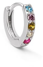 SINGULARU - Einzelner Creolen-Ohrring Cleo M Colors. Sterlingsilber mit Rhodium-Beschichtung. Schmuck für Damen