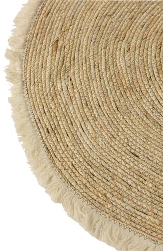 J-Line Teppich Quastenband - Teppich - Bambus - beige/weiß