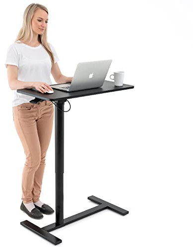 Tatkraft Bliss Airlift Pneumatischer Sitz-Steh Laptoptisch mit Rädern, Höhenverstellbar 74-115 cm Mühelose Gaslift-Regelung, große Tischplatte Geeignet bis 19” Laptops mit Maus, Robust und Stilvoll