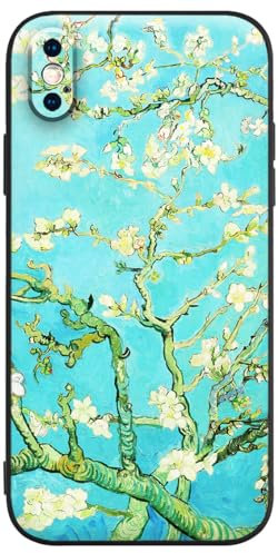 Berkin Arts Compatible with iPhone X Case/iPhone XS Silicone Case Cover Designs Cute Flower Girls Soft Shockproof Bumper Come with Screen Protector (Vincent van Gogh-Almond Blossoms)