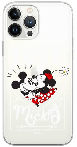 ERT GROUP mobile phone case for iPhone 13 PRO original and officially licensed Disney pattern Mickey and Minnie 002 optimally adapted to the shape of the mobile phone, partially transparent