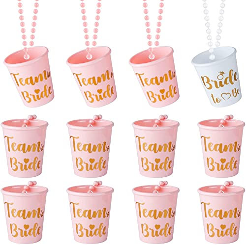JUSTOTRY 12 Stück Bride to Be Glas für Bachelorette Party- Weiß Braut und Rosa Team Bride für Junggesellenabschied Frauen, JGA Frauen Dekoration