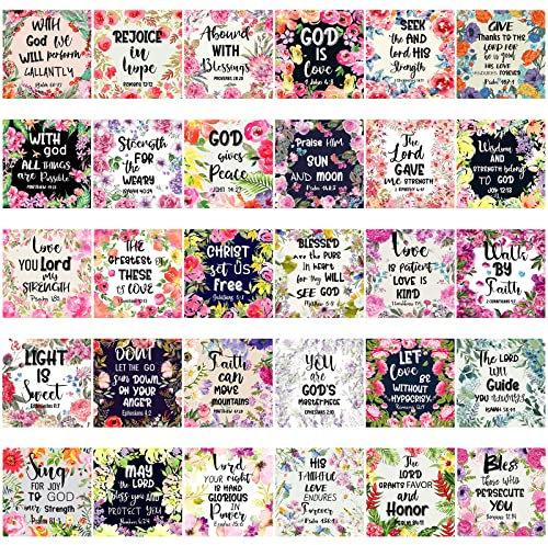 Kingdder 30 Pieces Inspirational Christian Magnets Bible Verses Refrigerator Floral Religious Motivational Fridge Magnet with Full Scripture for Gifts Locker Office Supplies