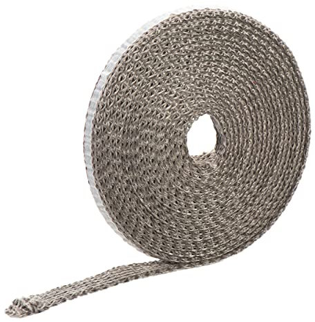 NKlaus 5m de bande d'étanchéité réfractaire 10x2mm autocollante Joint de cheminée en fils de verre E Joint plat testé DIN jusqu'à 600°C 12943