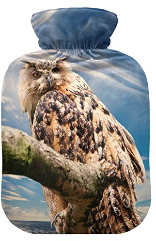 YOUJUNER Wärmflasche mit Süße Eule Bezug, Groß 1 Liter Heißwasserbeutel Heißwasserbeutel Bettflasche