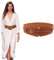 TOEECY Damen Gürtel Breiter Elastischer PU Leder Doppelte Lage Taillengürtel mit Schnalle Vintage Hüftgürtel für Frauen kleider Elastic Belt (Braun)