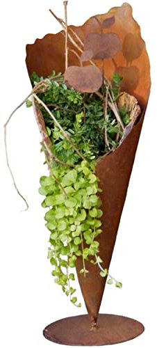 Rostikal Gartendeko Rost Pflanztüte 40 cm Garten Metall Deko Wohnzimmer Bodenvase