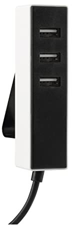 SIMON - Adaptador de Enchufe USB y USB C, Cargador Múltiple Con 3 Tomas A + 1 Cable C, Ladrón de Enchufes 2,1 A, Color Blanco y Negro