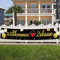 TankerStreet Willkommen Zuhause Banner, Girlande für Familie Heimkehr Deko, Lange Größe Party-Dekoration Wand Garten Tisch Familienfeiern Hintergrund 210 x 40 cm, Gold Schwarz
