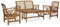 Hommdiy 4-TLG. Akazienholz Massiv Gartenmöbel Lounge Bank Stuhl Tisch Gartenset Sitzmöbel Sitzgruppe Gartenbank Beistelltisch Gartengarnitur