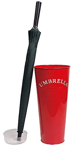 HIGOH Stands de Parapluie, Support de Parapluie En Métal, Porte-Parapluie Rond Moderne Et Support de Bâton de Marche, Avec Plate/Rouge