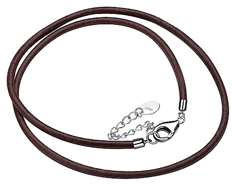 F.ZENI Lederkette 925 Sterlingsilber Karabinerverschluss Echt leder Halskette 3mm breit Damen Herren Kette für Anhänger charm 40-65cm DIY Lederschnur Kette Schmuck mit Geschenkbox