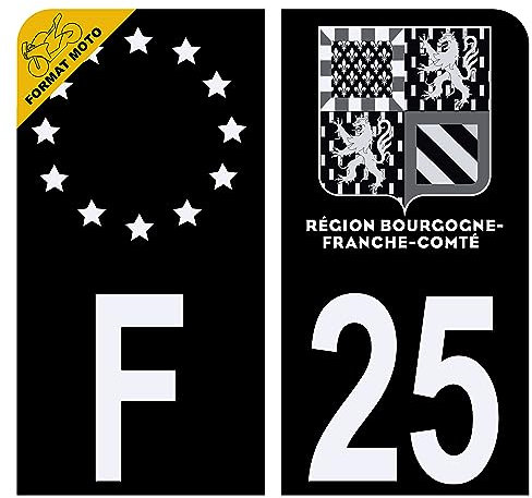 HADEXIA Aufkleber für Nummernschild, Motorrad, Département 25, Schwarz