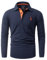 GLESTORE Long Sleeve Polo Shirts Mens Slim Fit T Shirt Golf Button Down Collared Navy XL