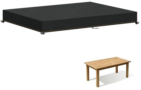HEIMUNI Housse de Table de Jardin Etanche Housse de Plateau Table Housses pour Mobilier de Jardin Bâche Table de Jardin Extérieur Coupe-vent Housse Protection Table Jardin Anti-UV 180x120x15cm