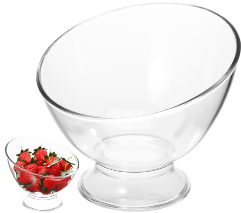 WOFASHPURET Delicate Ice Cream Bowl 12 Inch Angled Salad Dish for Fruit Serving and Kitchen Counter