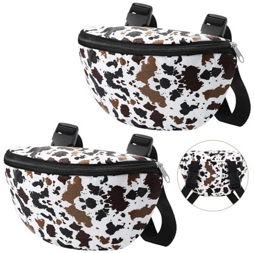 Huhumy 2 Pcs Insulated Saddle Pouch Print Endurance Waterproof Saddle Bag for Holding Cellphone Key Horse Riding Gear(Cow Print)