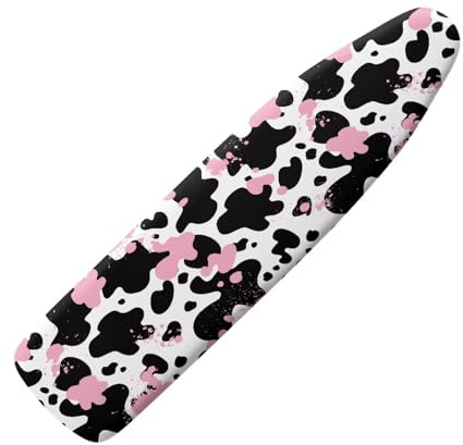 Belidome Bügelbrettbezug mit Kuhmuster, Größe bis 150 x 55 cm, Rosa / Schwarz