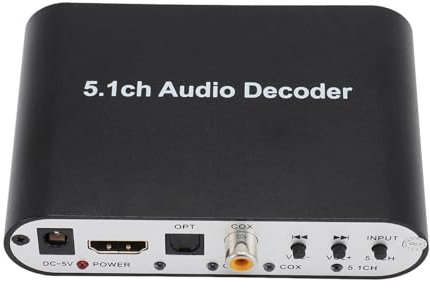 Decodificador de Audio Estéreo DTS AC3 de 5.1 Canales, Bluetooth 5.0 Decodificador de Sonido Digital de 5.1 Canales, con Puertos de Salida FL/SR SL/SR CEN/SW (Enchufe de la UE)