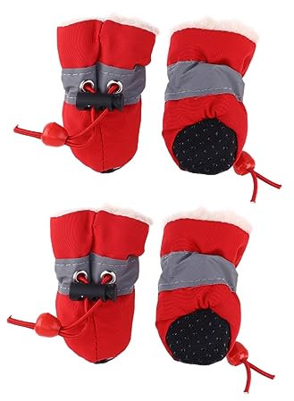 Sosoport 1 Satz hundeschuhe Sohlenschutz für Turnschuhe Hundestiefel zum Ziehen von Pfoten Schneestiefel Schuhe für Hunde Stiefel für Hunde Kleinkind Haustierschuhe Chihuahua rot