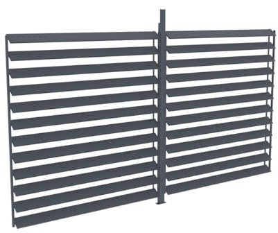 Vente-unique - Claustra Brise Soleil orientable en Aluminium pour pergola bioclimatique Anthracite - L3,68 x H2,2 m - BOLSENA