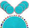 ARCA, Set di 6 Sottopiatti Rotondi, per 6 Persone, Ideali per la Tavola, Resistenti e Duraturi, Realizzati in Poliestere, Colore Azzurro, Diametro 38 cm
