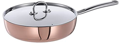 FINMAT Schmorpfanne mit Deckel, 25 cm, Kupfer/Edelstahl