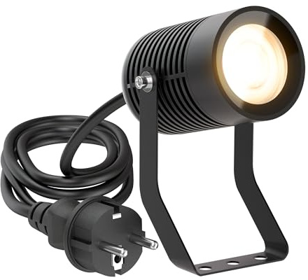 ledscom.de Gartenstrahler SHINGA für außen, IP65, Stecker, schwarz, inkl. GU10 LED Lampe 1103lm, warmweiß