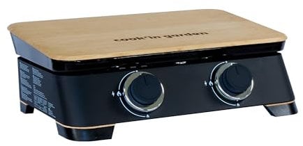 Cook'in garden - Plancha à Poser DUNE 60 à Gaz 4kW - Plaque Fonte Émaillée - 2 Brûleurs Inox - Bac Récupérateur + Capot - Idéal 10 Personnes - Garantie 2 Ans