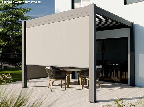 Pérgola Autoportante Bioclimática de Aluminio 9m² - 3x3 m Incluye Dos Persianas de 3m - 19 Lamas de Aluminio Inclinables 90° - Cenador