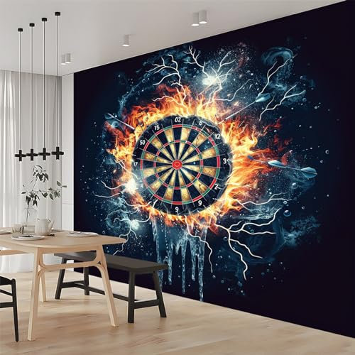 Generic Flaming Dart Board 3D Wall Mural Photo Wallpaper 300x210 cm Modern Sports, Adventures Wall Art