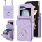 Draamvol for Samsung Galaxy Z Flip 6/ Z Flip 7 FE Phone Case, Wallet Shockproof PU Leather with Card Holder Ring Holder Detachable Necklace Magnetic RFID Blocking Hinge Protection Cover, Purple
