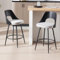 chairus Juego de 2 taburetes de bar en lino para cocina, taburetes de isla sin brazos con respaldo de madera (gris)