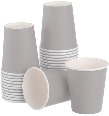 sourcing map Lot de 50 gobelets en papier jetables colorés de 255 ml - Jouets éducatifs créatifs - Fournitures d'artisanat - Gobelets en papier pour fêtes (gris)