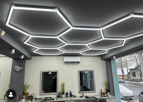 LED-Waben-Design, sechseckiges Design, für Werkstatt, Autowanne, Karosserie, Büro, Raute für Auto, Barber Shop, Fitnessstudio (2,52 x 2,38 m)