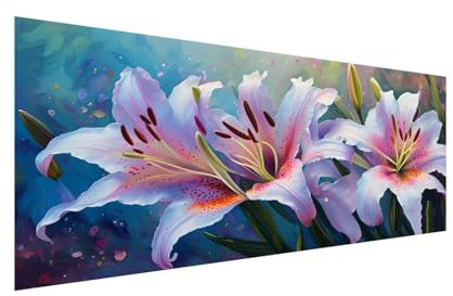 Diamond Painting XXL 50x100cm, 5D Diamond Painting Lilie Diamond Painting Erwachsene, Diamant Painting Bilder Blume Diamond-Painting, für Wohnzimmer Schlafzimmer Wand Deko, Geschenke für Frauen ZJ-493