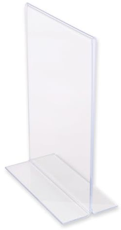 FRANZ MENSCH 1 Stück Hygostar Tischaufsteller, T-Form | PS, DIN A6, transparent, L: 14,8cm, B: 10,5cm, H: 16cm, Tischaufsteller, Werbeaufsteller, Schilderhalter