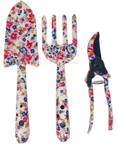 DHliIQQ Ensemble d'outils de jardin, spatule, fourchette, ciseaux, mini outils de jardinage à main, pots de balcon confortables pour le jardinage, poignée imprimée