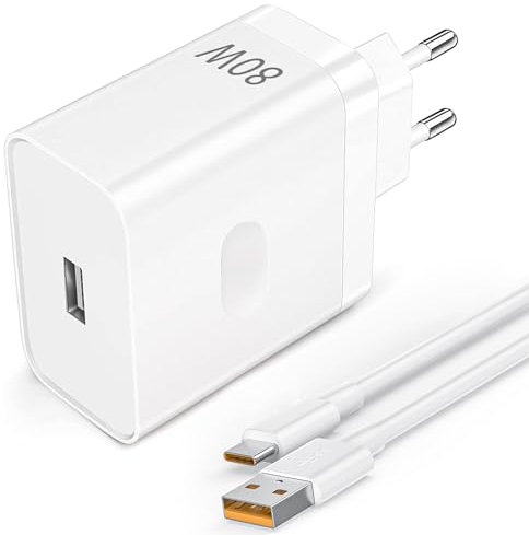 Cargador USB de 80 W para Oneplus SuperVooc Charge, fuente de alimentación USB con cable de carga USB C de 2 m para OnePlus 12 10 Pro Nord 2T Nord 4 3 CE 3 Lite 12R 12 11 9 Pro 8T N10 Oppo Reno 11F