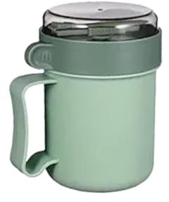 Tazza da zuppa per microonde con coperchio e contenitore portatile per la colazione, contenitore per porridge, con cucchiaio, tazze in ceramica per artigianato (verde, taglia unica)