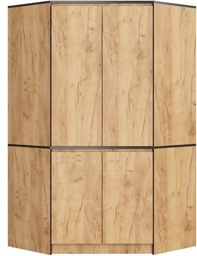 AKORD Eckkleiderschrank Craft Eiche 100 cm 4 Türen 6 Regalböden B100xH50xT180 cm