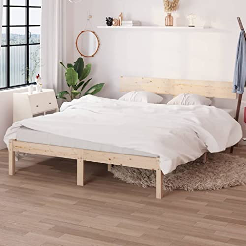 HOMEELIKE Massivholzbett Kiefer 135x190 cm